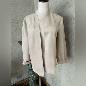 Premise Taupe Open-Front Suede-Look Blazer